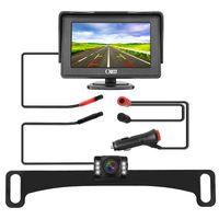 B-Qtech Backup Camera and Monitor Kit License Plate Rear View Reverse Camera Waterproof Night Vision with Guide Lines and 4.3" LCD Display for Car SUV Van