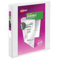 Avery 1" Durable View 3 Ring Binder, EZD Ring, Holds 8.5" x 11" Paper, 1 White Binder (9301)