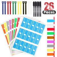 Hilitchi 9 Sheet Self-Adhesive Cable Labels and 12 Pcs Hook and Loop Cable Ties Reusable 6 Inch, Waterproof Write on Stickers with 5 Marker Pens, Great for Cable Management and Core Identification