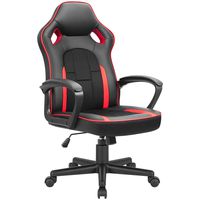 JUMMICO Gaming Chair Ergonomic Executive Office Desk Chair High Back Leather Swivel Computer Racing Chair with Lumbar Support (Red)