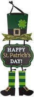 Amscan 241664 Party Decoration St. Patrick's Day Glittery Leprechaun Triple Sign, 1 Ct. | 19" x 8 1/2", Multicolor
