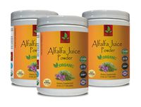 Cholesterol Pills Natural high - Alfalfa Juice Organic Powder - Pure and Potent Ingredients - Pure Alfalfa - 3 Cans 24 OZ (150 Servings)