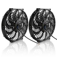 (Pack of 2) 12" Electric Radiator Cooling Fan Assembly Kit 1550 CFM Universal Slim Engine Fan Mounting Kit 12V 80W（Diameter 11.73" Depth 2.36")