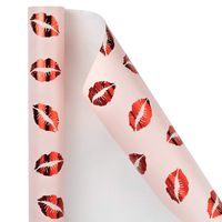 WRAPAHOLIC Gift Wrapping Paper Roll - Red Foil Lips for Birthday, Holiday, Valentine's Day Gift Wrap - 30 inch x 16.5 feet