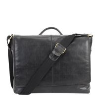 Parker Vintage Crossbody Genuine Leather 13 inch Laptop Messenger Bag, by Zoomlite (Black)