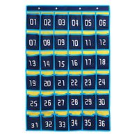 Loghot Numbered Classroom Sundries Closet Pocket Chart for Cell Phones Holder Wall Door Hanging Organizer Blue (36 Pockets with Digital)