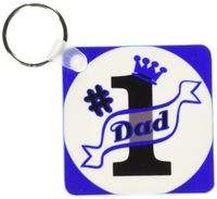 3dRose Number One Dad Blue - Key Chains, 2.25 x 4.5 inches, set of 2 (kc_10775_1)