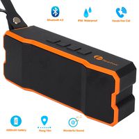 Teetox Portable Wireless Bluetooth Speaker IP65 Waterproof Outdoor Speakers 4.0 with 12-Hour Playtime, Built-in Mic,Deep bass and Loud Stereo Sound,Black and Orange