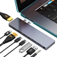USB C Hub,GIKERSY 8-in-1 USB C Docking Station Compatible with MacBook Pro 2019,2018-2016 13''/15'' with case,2 HDMI 4K,USB-C 87W Power Delivery,2USB-C Data Ports,2USB 3.0 Ports,3.5mm Audio Jack