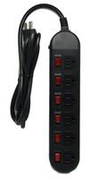 ProHT Power Strip 6 Outlet Individual Switches（03409）, 14AWG Power Cord, ETL Approved, for Computer Equipment, Home Electronics, Telephones and Modems, Black