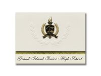 Signature Announcements Grand Island Senior High School (Grand Island, NY) Graduation Announcements, Presidential Elite Pack 25 with Gold & Black Metallic Foil seal