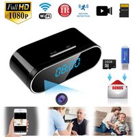 Hidden Camera WiFi Spy Camera Hidden Video Recorder Real Time HD 1080P Wireless Hidden Nanny cams Clock Night Vision Motion Detection Free 16GB Micro card Hidden security camera for Home,Office, Kids,
