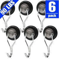 90LBS Swivel Swing Powerful Magnetic Hooks(6Pack) Black Magnetic Swivel Hooks Heavy Duty Magnet Hook Magnetic Hooks for Cruise Cabins