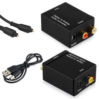 DAC Converter, Digital Optical Coax to Analog RCA L/R Audio Converters with 1.5M Fiber Cable and USB Power Cable