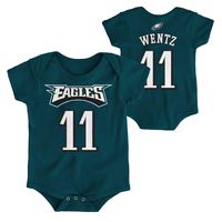 OuterStuff NFL Newborn Infants Team Color Name and Number Bodysuit Creeper (18 Months, Carson Wentz Philadelphia Eagles Home Green)