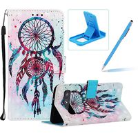 Strap Leather Case for Galaxy S10 5G,Wallet Flip Case for Galaxy S10 5G,Herzzer Stylish Elegant 3D Skull Flowers Pattern Magnetic Stand PU Leather Case with Soft TPU