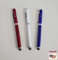 LaserX Stylus Pen 3 Pcs Set Multi-Functional - Stylus, Ball Point Pen, Led Light for Smartphone & Tablet Pack of 3 Pcs (Red, White and Blue)