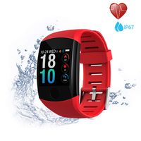 Smart Bracelet of IP67 Waterproof with Touch Button, 24-Hour Continuous Heart Rate Monitoring and Blood Pressure Monitoring Compatible with iOS 8.0 and Android 4.4(Red)
