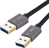 USB to USB Cable 10 ft, NC XQIN USB 3.0 Male to Male Nylon Braided Cable USB to USB Cord for Data Transfer Hard Drive Enclosures, Printers, Modems, Cameras