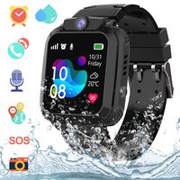 AGPS Waterproof Kids Smart Watch for Students, Girls Boys Touch Screen Smartwatch with AGPS/LBS Tracker Voice Chat One-Key SOS Help Anti-Lost Calling Phone Watches (S12 Black)