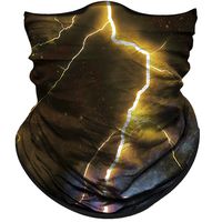 Obacle Seamless Bandana for Rave Face Mask Dust Wind UV Sun Protection Neck Gaiter Tube Mask Bandana for Women Men Festival Party Motorcycle Riding Fishing Outdoor (Starry Sky Lightning Gold 12)