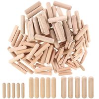 Hilitchi 400pcs 6mm 8mm 10mm (Approx 1/4" 5/16" 3/8") L Fluted Wood Dowel Pins Beveled Ends Tapered for Easier Insertion Straight Grooved Pins for Furniture Door and Art Projects