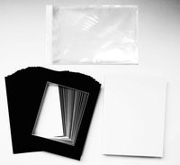 Studio 500, Pack of 25 Black Pre-Cut Picture Mat 8x10 inches for 5x7 Picture Comes w/Matts w/White Core Bevel Cut; Matte Set + Backing Board + Clear Plastic Bags (Pack of 25 Black 8x10 Complete Set)