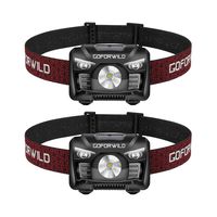 2 Pack of Rechargeable Headlamp, 500 Lumens White Cree LED Head lamp with Red light and Motion Sensor Switch, Perfect for Running, Hiking, Lightweight, Waterproof, Adjustable Headband, 5 Display Modes