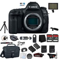 Canon EOS 5D Mark IV Full Frame Digital SLR Camera Body - Bundle with Microphone + Screen Protectors + LED Light + 2X 32GB Memory Cards (International Version)