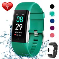 KITPIPI Fitness Tracker Activity Tracker Watch with Heart Rate Monitor, Pedometer Waterproof Smart Watch Sleep Monitor, Step Counter, Calorie Counter, for Kids Women and Men (Green+Black)