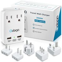 Odoga Travel Adapter Kit - Universal Power Adapter with 2 AC Outlets, 2 USB Ports - International Power Adapters Plugs for Europe, UK, China, Australia, Japan & More