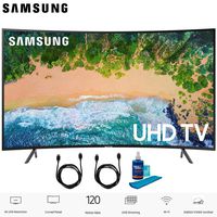 Samsung UN65NU7300 65" (UN65NU7300FXZA) NU7300 Curved Smart 4K UHD TV 2018 Model with 2X 6ft High Speed HDMI Cable + Universal Screen Cleaner for LED TVs