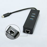 Gtide Type C 3 Ports USB 3.0 Hub with RJ45 10/100/1000 Gigabit Ethernet Adapter for Apple Macbook Pro Air, Imac, Mac, Chromebook Pixel, Microsoft Surface Pro, Lenovo Yoga, Laptop, Ultrabook