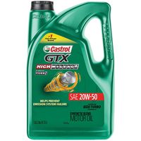 Castrol 03112 GTX High Mileage 20W-50 Synthetic Blend Motor Oil, 5 Quart
