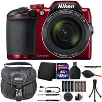 Nikon Coolpix B500 16MP Digital Camera Red + Top Accessories & Extra Batteries