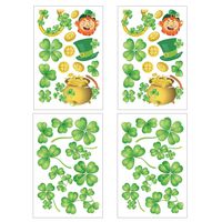 VIIRY 4 Sheets St.Patrick's Day Decorations Large Shamrock Wall Decals Removable Clover Stickers for Window Walls Decoration