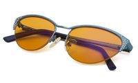 Blue Light Blocking Computer Glasses Women Orange Tinted Lens Stylish Reading Glasses Half-rim Cat-eye Night Time Sleep Eyeglasses with Crystals (Blue Frame,+0.0)