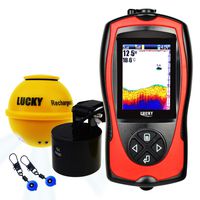 Lucky 100M (328ft) Wireless & 45M (147ft) Wired Sonar 2-in-1 Color Fish Finder w/ 100M (328ft) Depth Range & Attracting Light, Sea Night Fishing 90° Beam Angle Rechargeable
