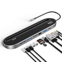 USB C Docking Station, ICZI 12-in-1 Usb C Hub with 4K HDMI,1080P VGA,LAN, USB3.0,USB2.0, SD/TF Card Reader, Type-C PD,Audio 3.5 for MacBook Pro 2018/2017, iPad, Google Chromebook Pixe, Huawei and More