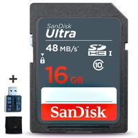 SanDisk 16GB Ultra Class 10 SDHC UHS-I Memory Card + Card Reader for Canon Cameras Including Canon Powershot SX730 HS, SX620 HS, SX720 HS, SX710, SX610, G9 X Mark II, G7 X Mark II, SX540 SX420