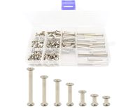 LBY 150pcs Phillips Chicago Screws Binding Screw Posts,M5 x6/10/15/25/30/35/45mm Book Screws,Binding Barrels and Screws Assortment Kit, for Leather Saddles Purses Belt Repair,Nickel-Plated
