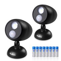Motion Sensor LED Indoor Spotlight - Wireless Battery Powered Fulcrum Night Lights for Hallway, Porch, Aisle（Black-2 Pack）