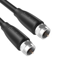 Syncwire RG6 Coaxial Cable 50ft - Triple Shielded PVC Jacket Indoor Outdoor 3GHz RG6 Coax Cable 75 Ohm Satellite TV or Broadband Internet with Dual Nickel-Plated Brass F Connectors - Black