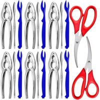 21 PCS Seafood Tools Set - 6 Crab Crackers, 6 Lobster Shellers, 6 Crab Leg Forks 2 Seafood Scissors & Storage Bag - Nut Cracker Set