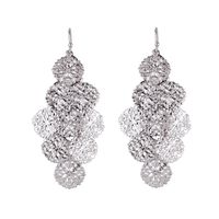 Grace Jun New Handmade Multi-layer Dangle Drop Earrings and Clip on Earrings No Pierced for Women (362Silver ear hook)