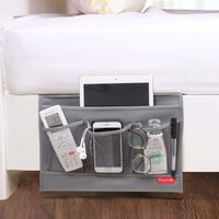 DuomiW Bedside Storage Organizer, Beside Caddy, Table Cabinet Storage Organizer, TV Remote Control, Phones, Magazines, Tablets, Accessories (Grey)