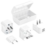 Lewis N. Clark Adapter Plug Kit W/ 2.1a Dual USB Charger, White