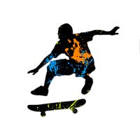 Decal Serpent Skateboarder Paint Splatter Color Vinyl Sports Car Laptop Sticker - 6"