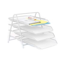Mind Reader 4TPAPER-WHT 4 Tier Letter Tray Pull Out Drawer Organizer, Folders, Files, Documents, Mail, White