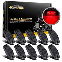 Partsam 10Pcs 2.5 Inch Oval Red LED Side Marker and Clearance Lights Smoke Lens 2 Diodes Waterproof 12V Sealed Surface Mount Universal Truck Trailer Side Fender Lights Lamps (2.54in. x 1.06 in.)